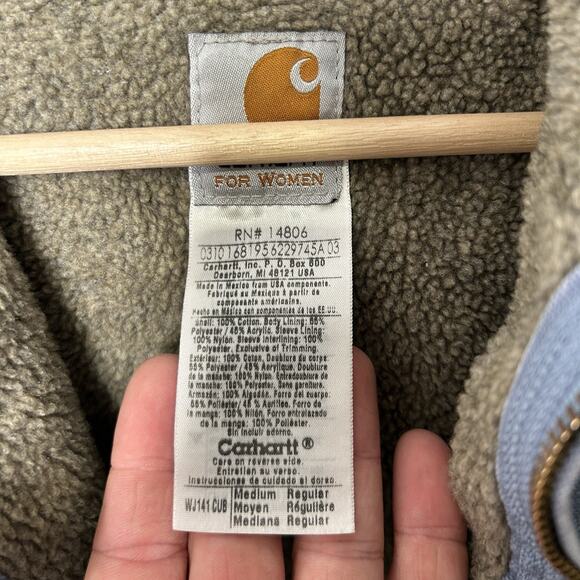 Vintage Carhartt Sherpa Hooded Detroit Jacket “Country Blue” - Picture 11 of 13